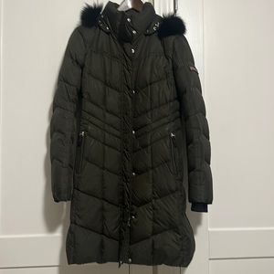 Bogner Fire and Ice mid length Down Hooded Coat with Black Removable Fur Collar